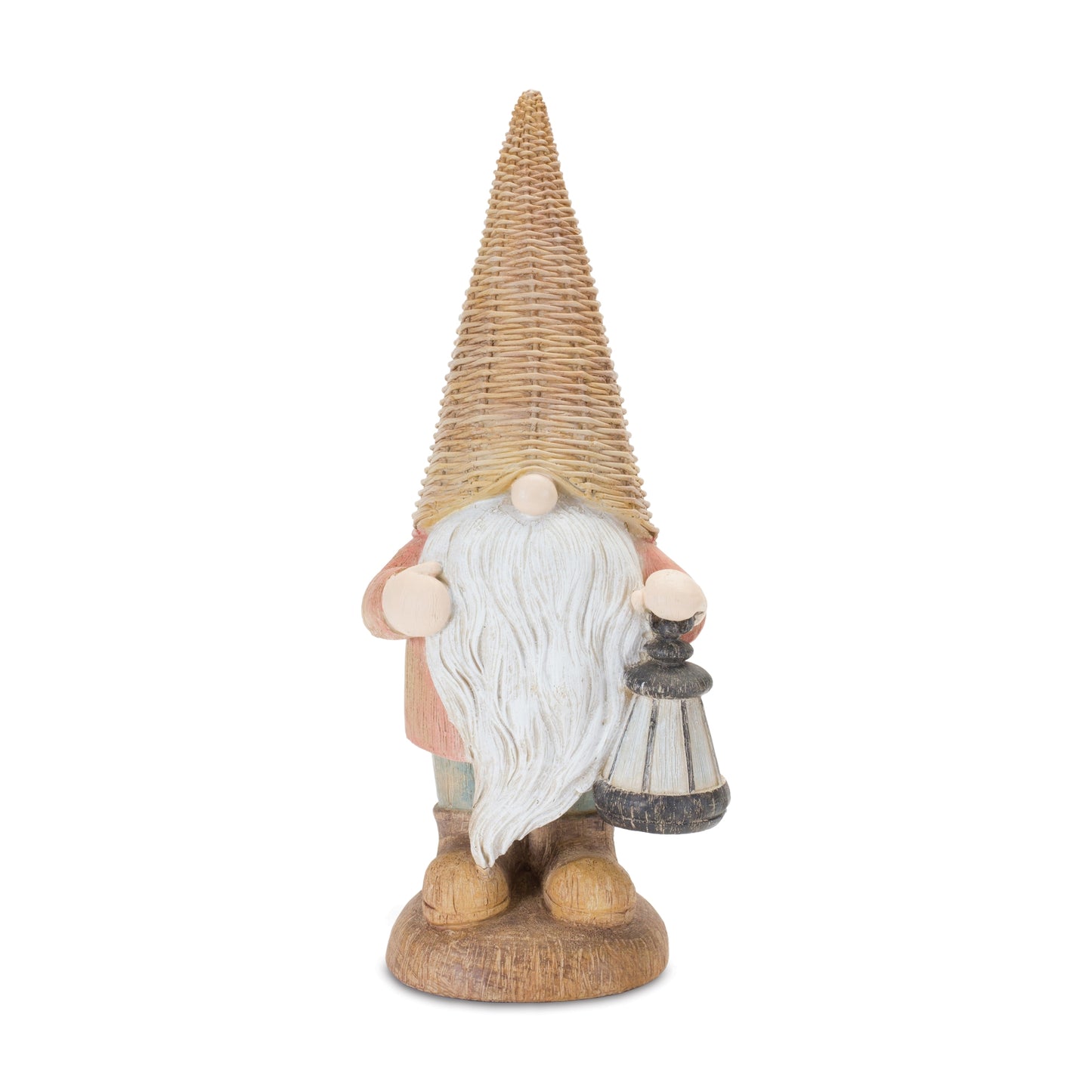 Wicker Gnome with Lantern 14"H