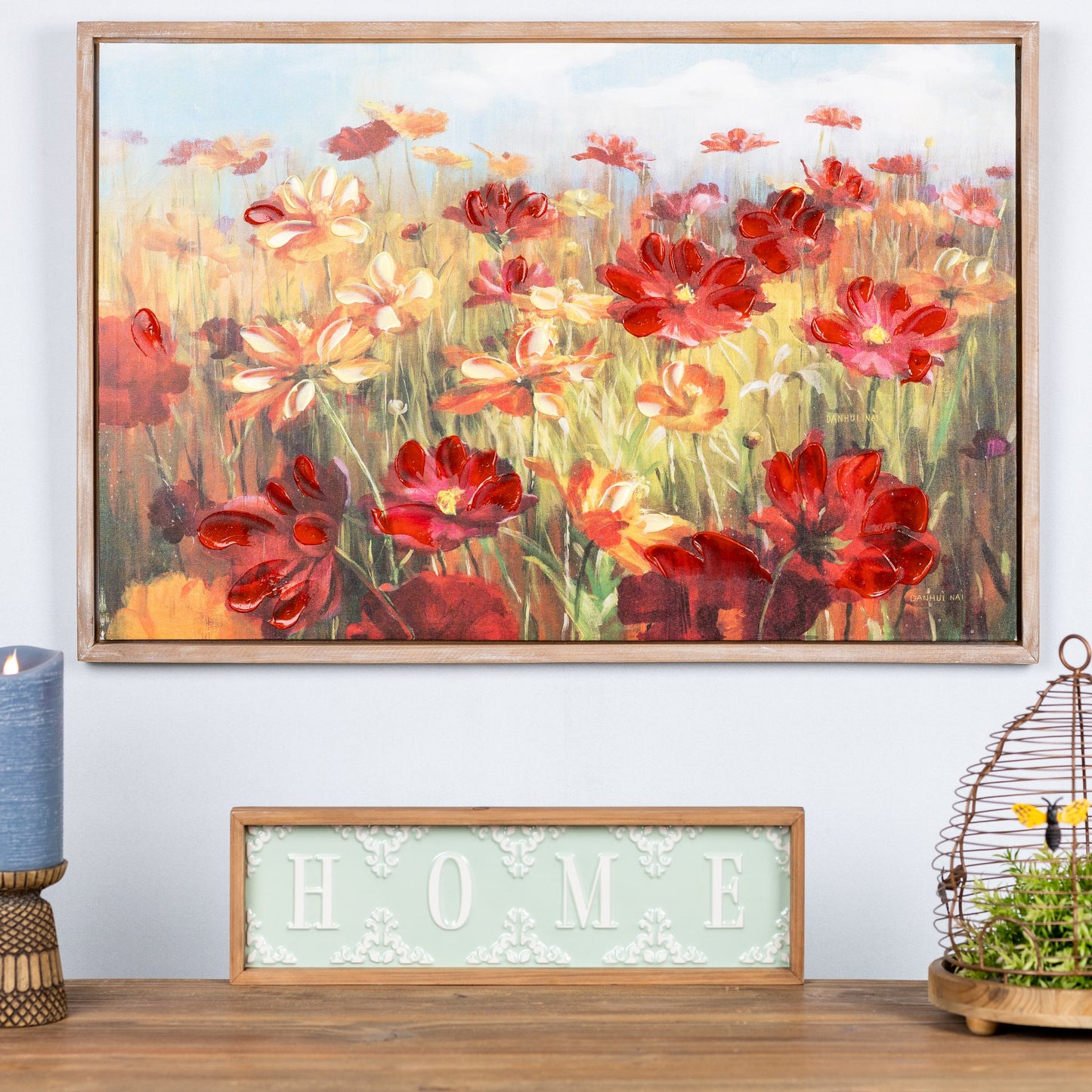 Framed Floral Canvas Art 35.5"L