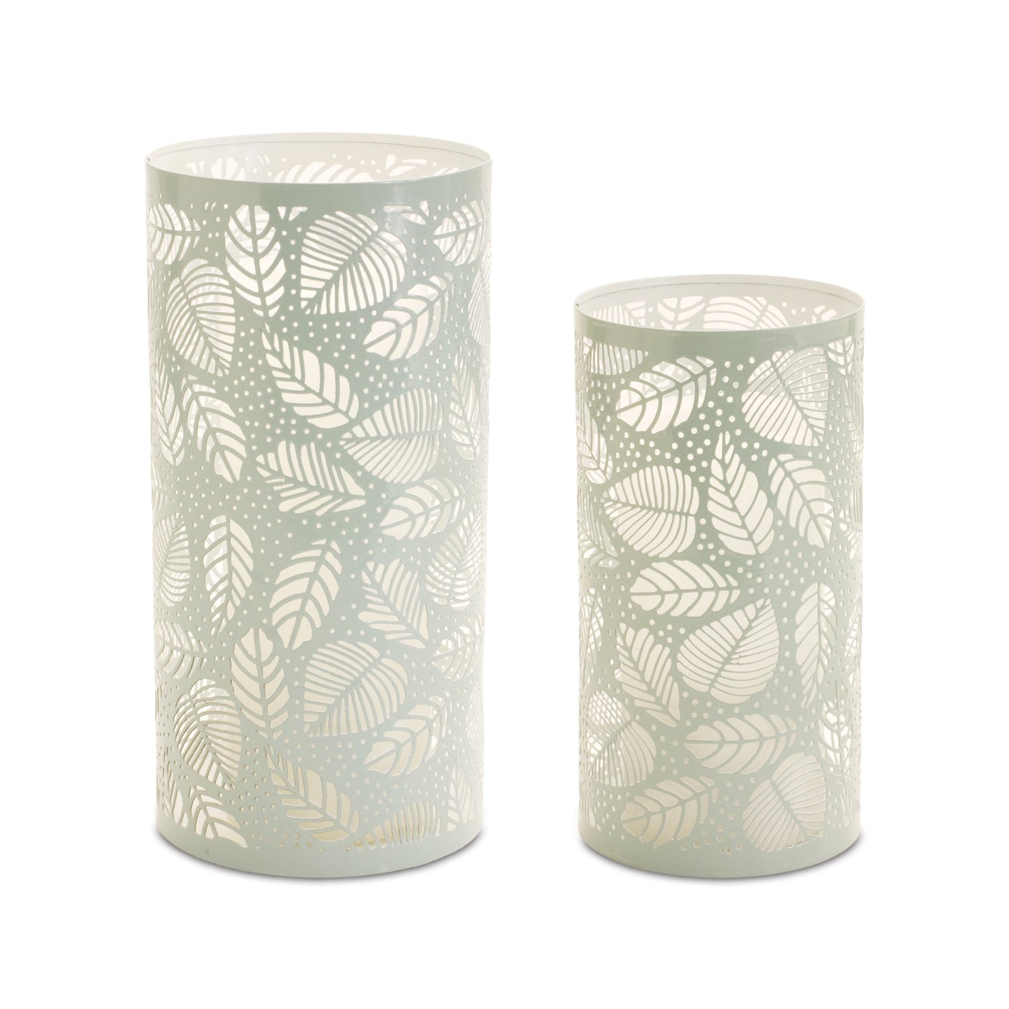 Punched Metal Leaf Candle Holder (Set of 2)
