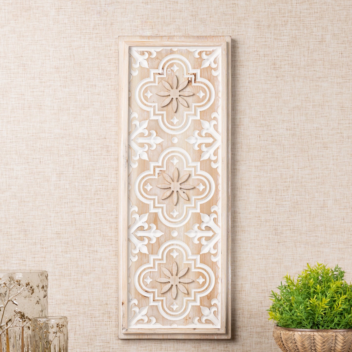Ornate Carved Wood Wall Panel 31.5"H