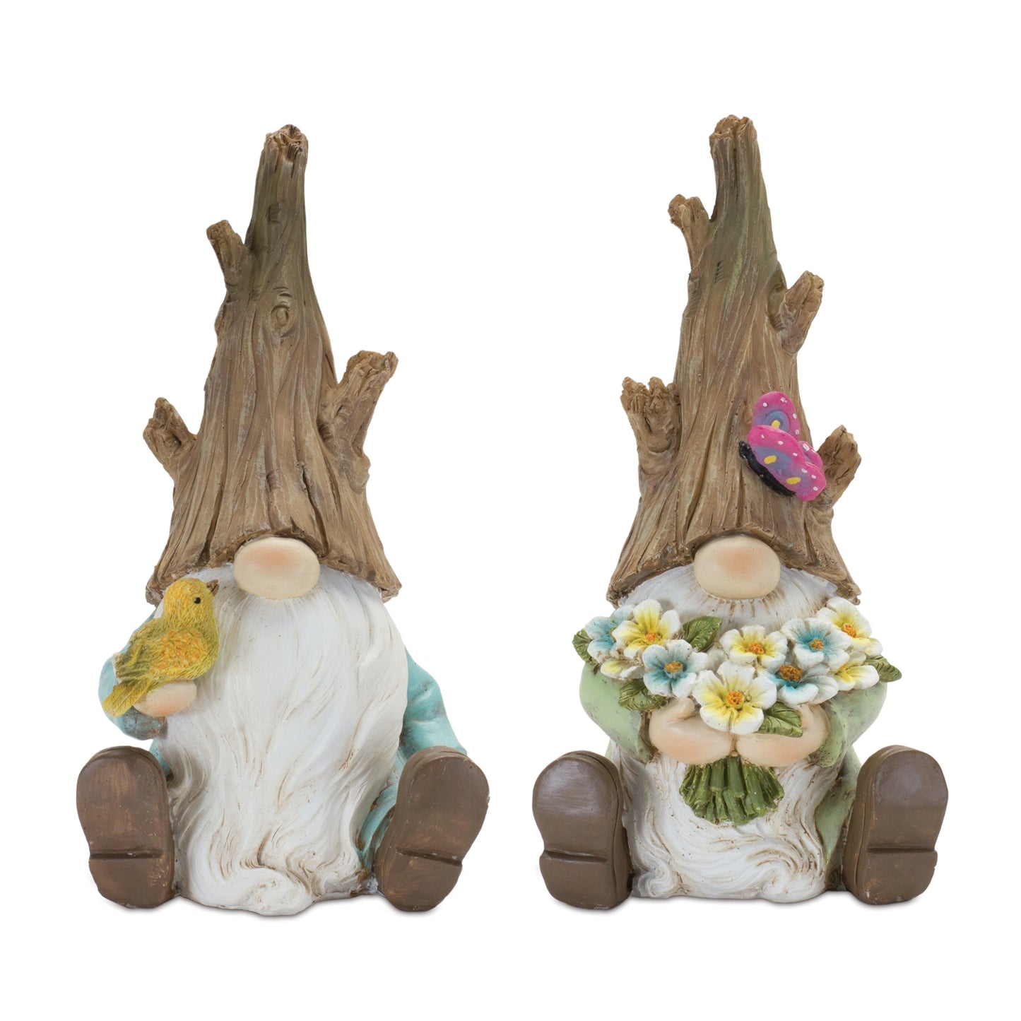 Tree Trunk Gnome Figurine (Set of 4)