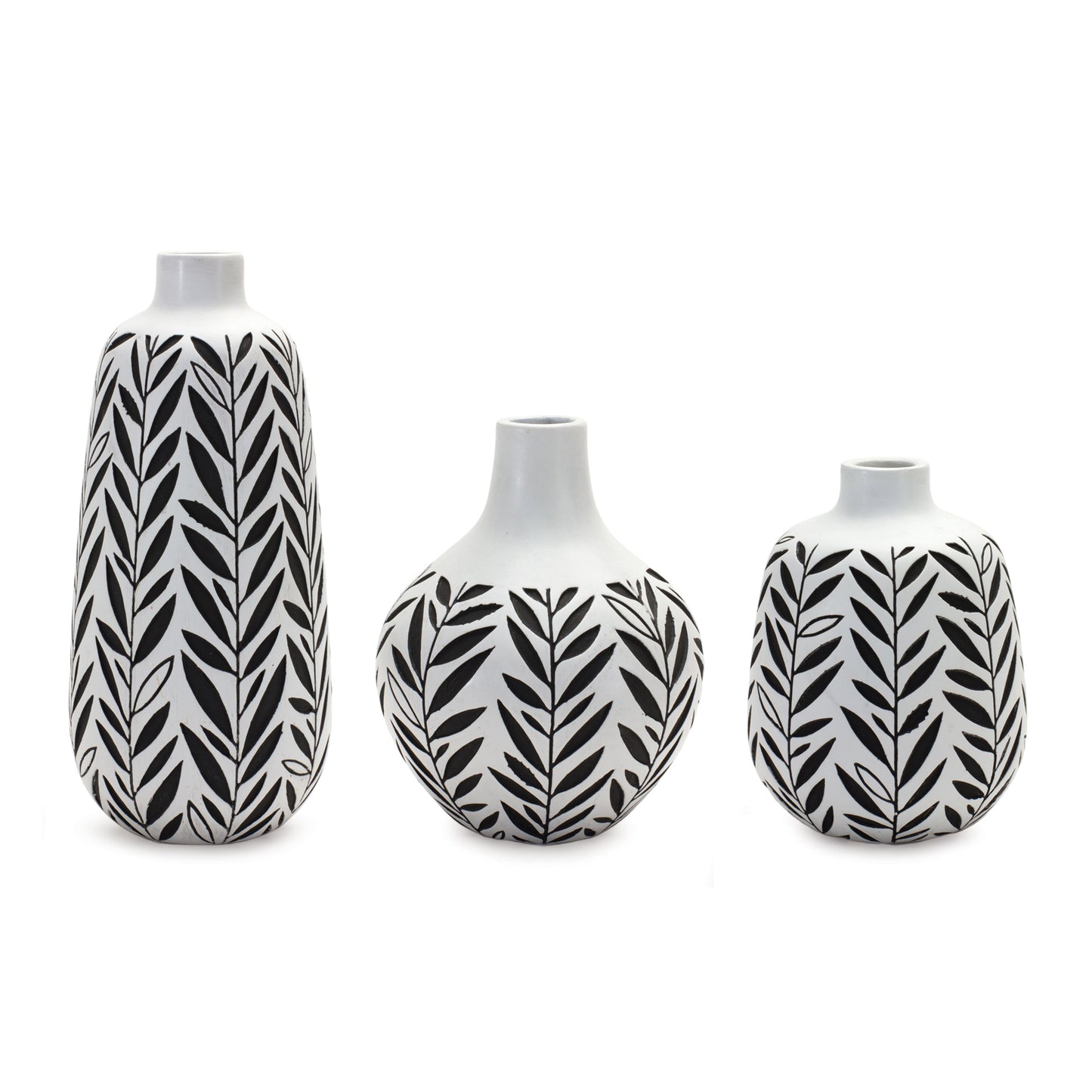 Leaf Print Vase (Set of 3)