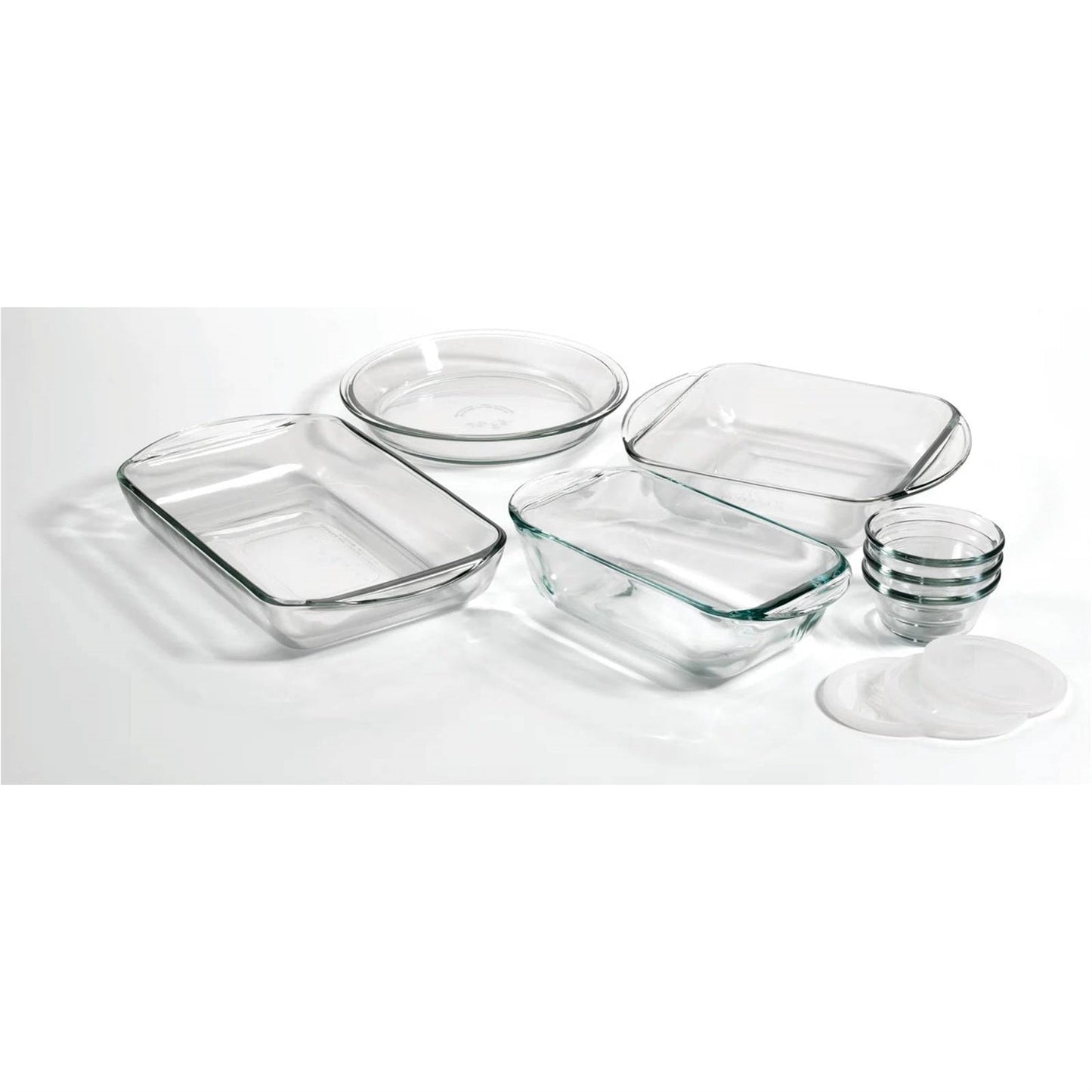 Glass Bakeware Food Storage Set with 3 Clear Plastic Lids