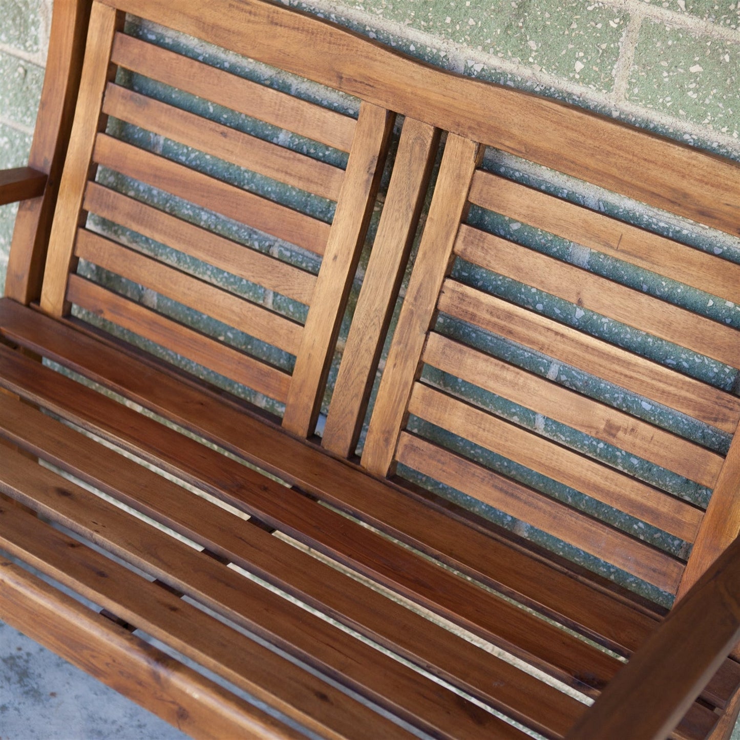 Contemporary Outdoor 2-Seat Garden Bench with Weather Resistant Wood Finish