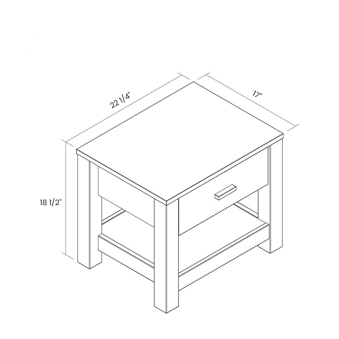 FarmHouse Traditional Rustic White 1 Drawer Nightstand