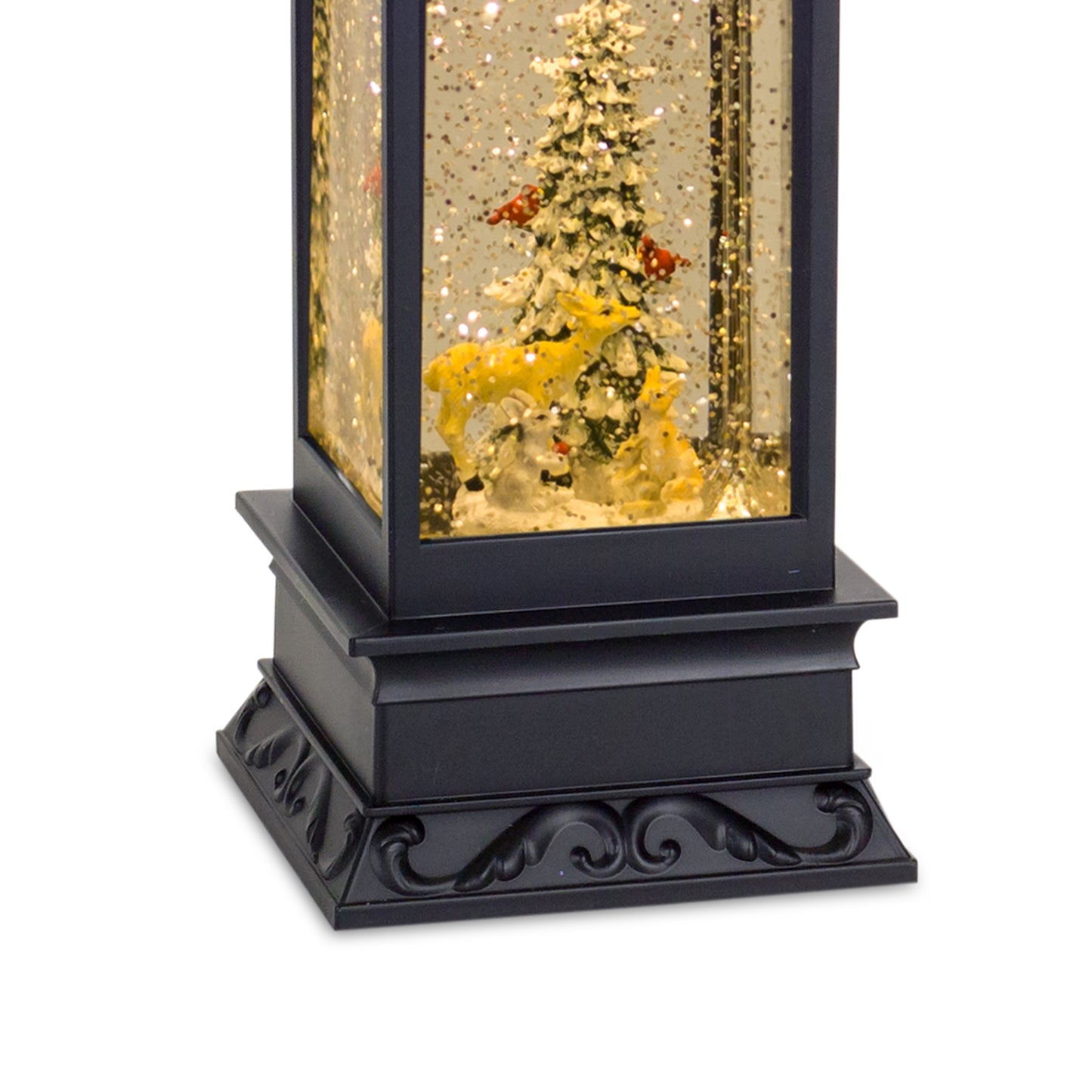 LED Snow Globe Lantern with Snowy Forest Scene 10.5"H