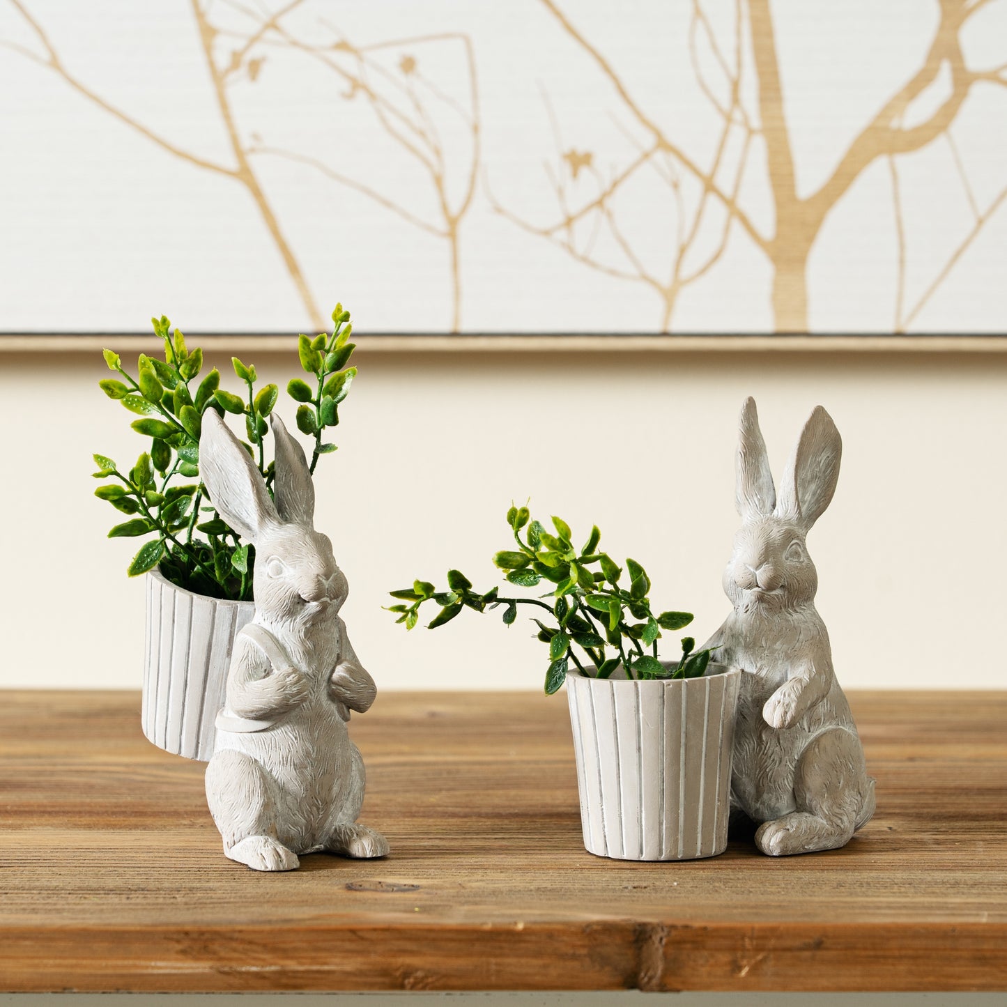 Standing Garden Rabbit with Pot Planter (Set of 2)