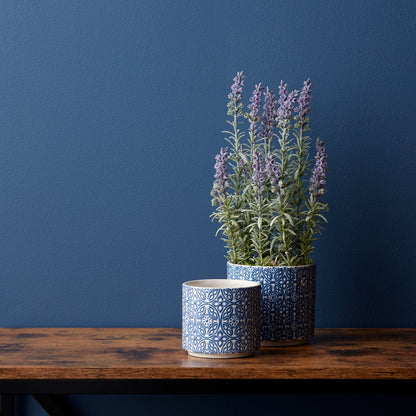 Ornamental Blue and White Ceramic Pot (Set of 2)