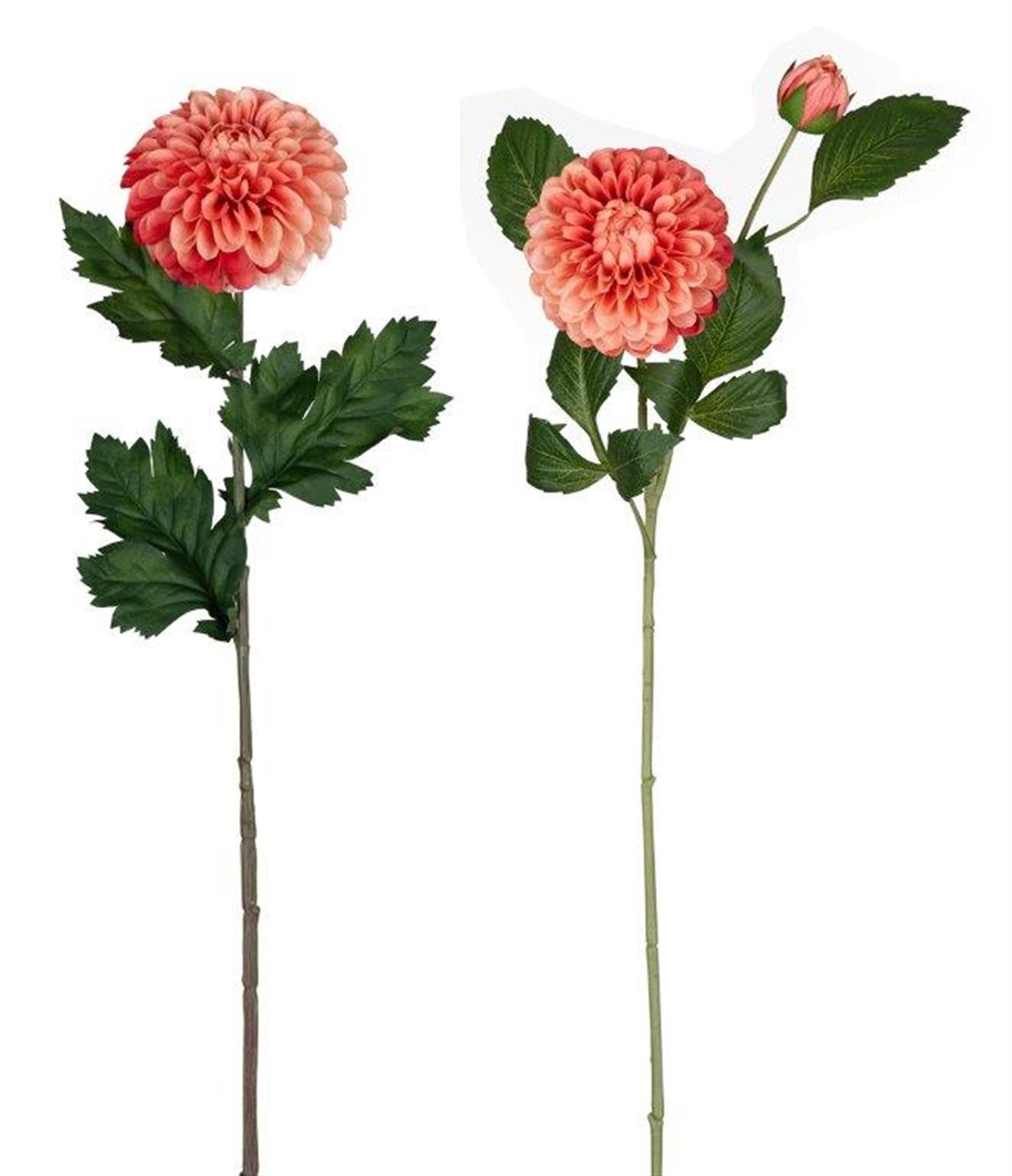 Pink Dahlia Flower Stem with Bud Accent (Set of 4)