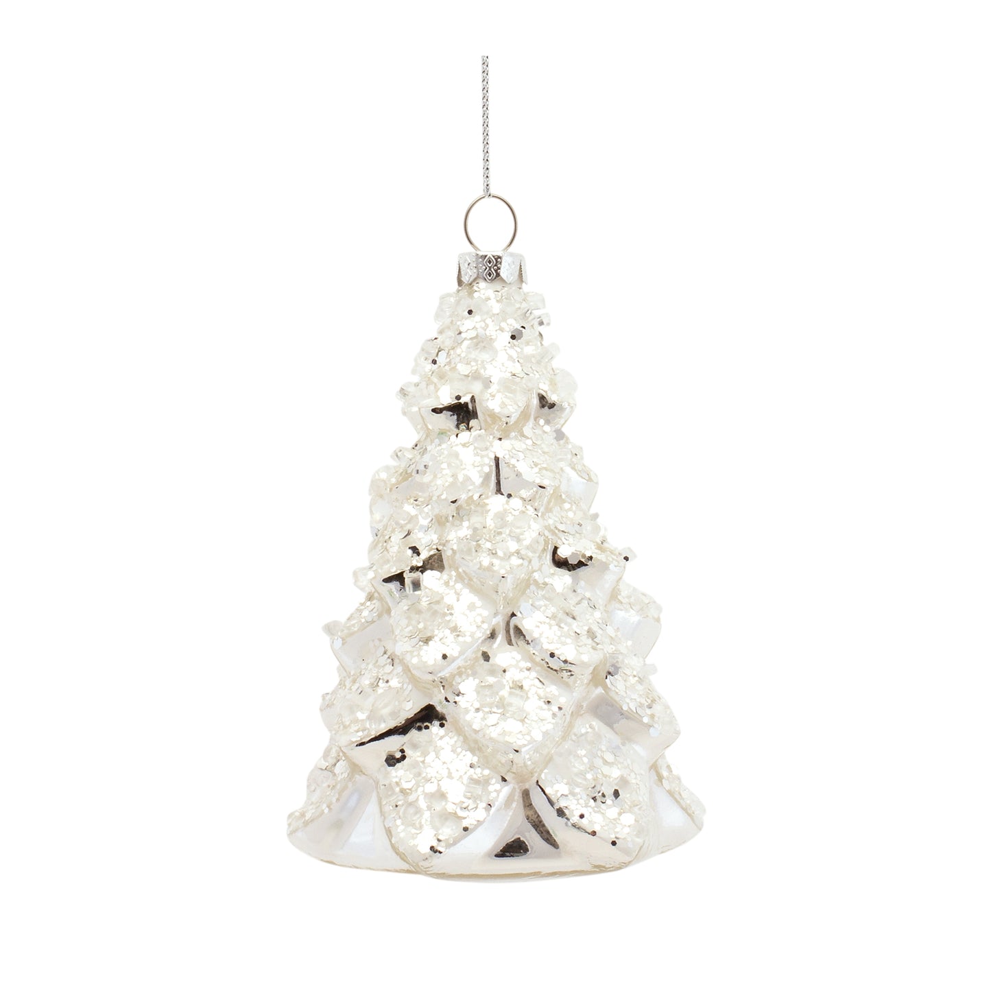 White Frosted Pine Tree Ornament (Set of 6)