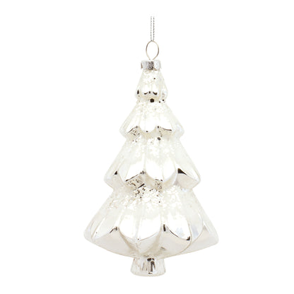 White Frosted Pine Tree Ornament (Set of 6)