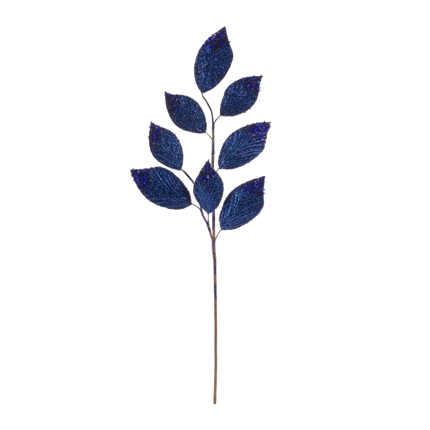 Navy Magnolia Leaf Spray with Bead Accent (Set of 6)