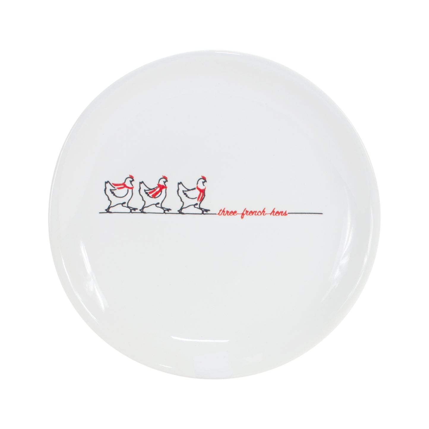 Stoneware Three French Hens Holiday Plate (Set of 2)