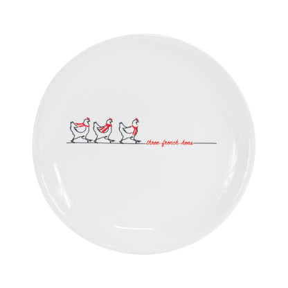 Stoneware Three French Hens Holiday Plate (Set of 2)