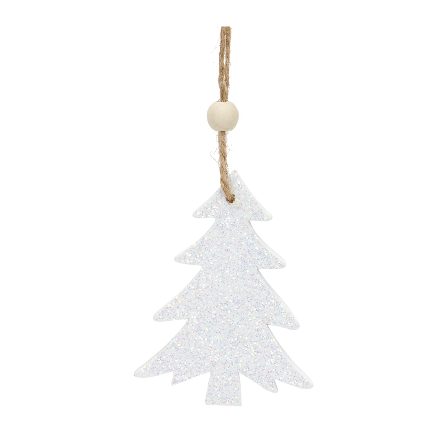 Wood Tree Tag Ornament with Beaded Hanger (Set of 9)