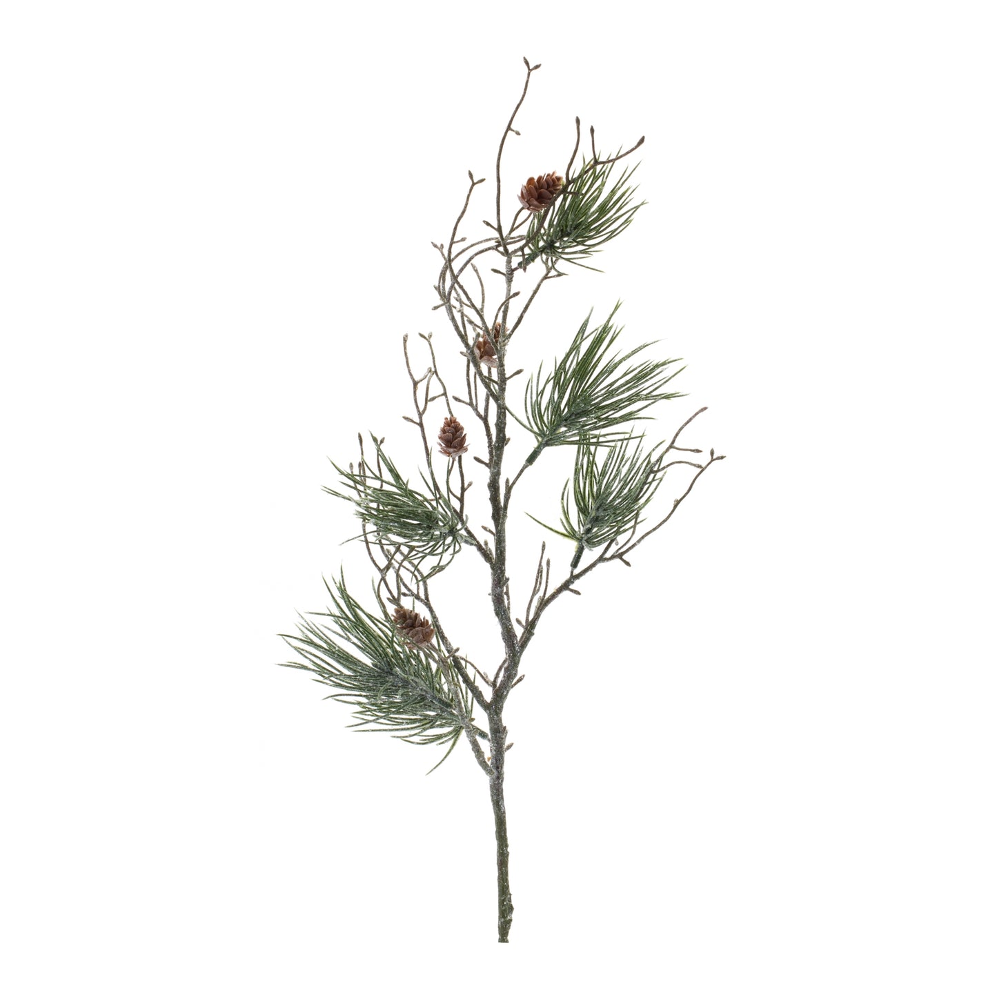 Winter Pine Twig Branch with Pinecone (Set of 6)