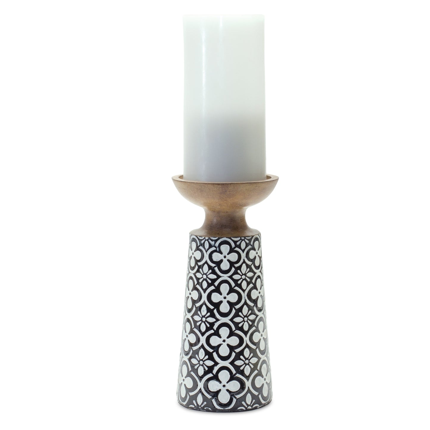 Black and White Ornamental Candle Holder (Set of 2)