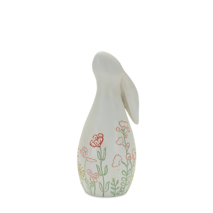 Modern Bunny Rabbit Figurine with Etched Floral Design (Set of 2)