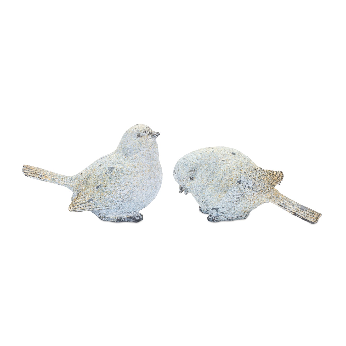 Weathered Stone Bird Figurine with Distressed Finish (Set of 4)