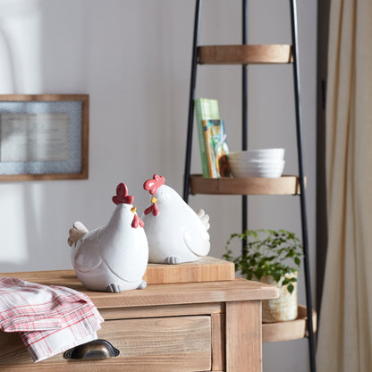 Whimsical Terra Cotta Chicken Shelf Sitter (Set of 4)