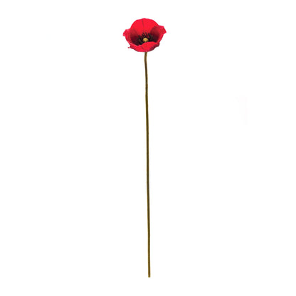 Bright Red Poppy Flower Stem (Set of 6)