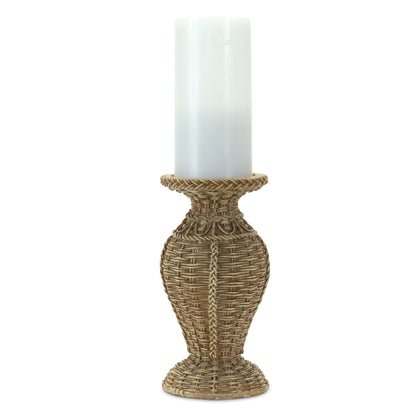 Woven Wicker Design Candle Holder (Set of 2)