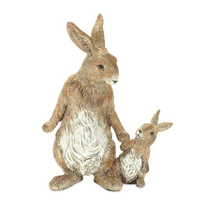 Stone Mother Rabbit and Baby Bunny Figurine (Set of 2)