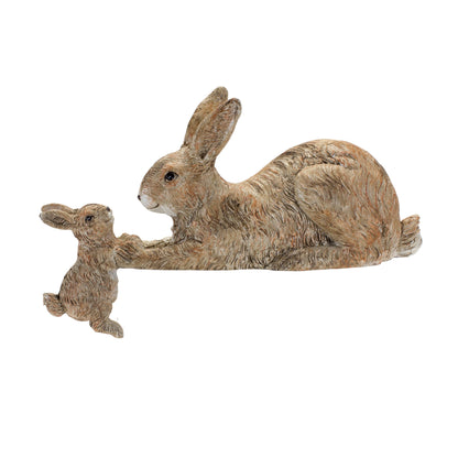 Stone Mother Rabbit and Baby Bunny Self Sitter (Set of 2)