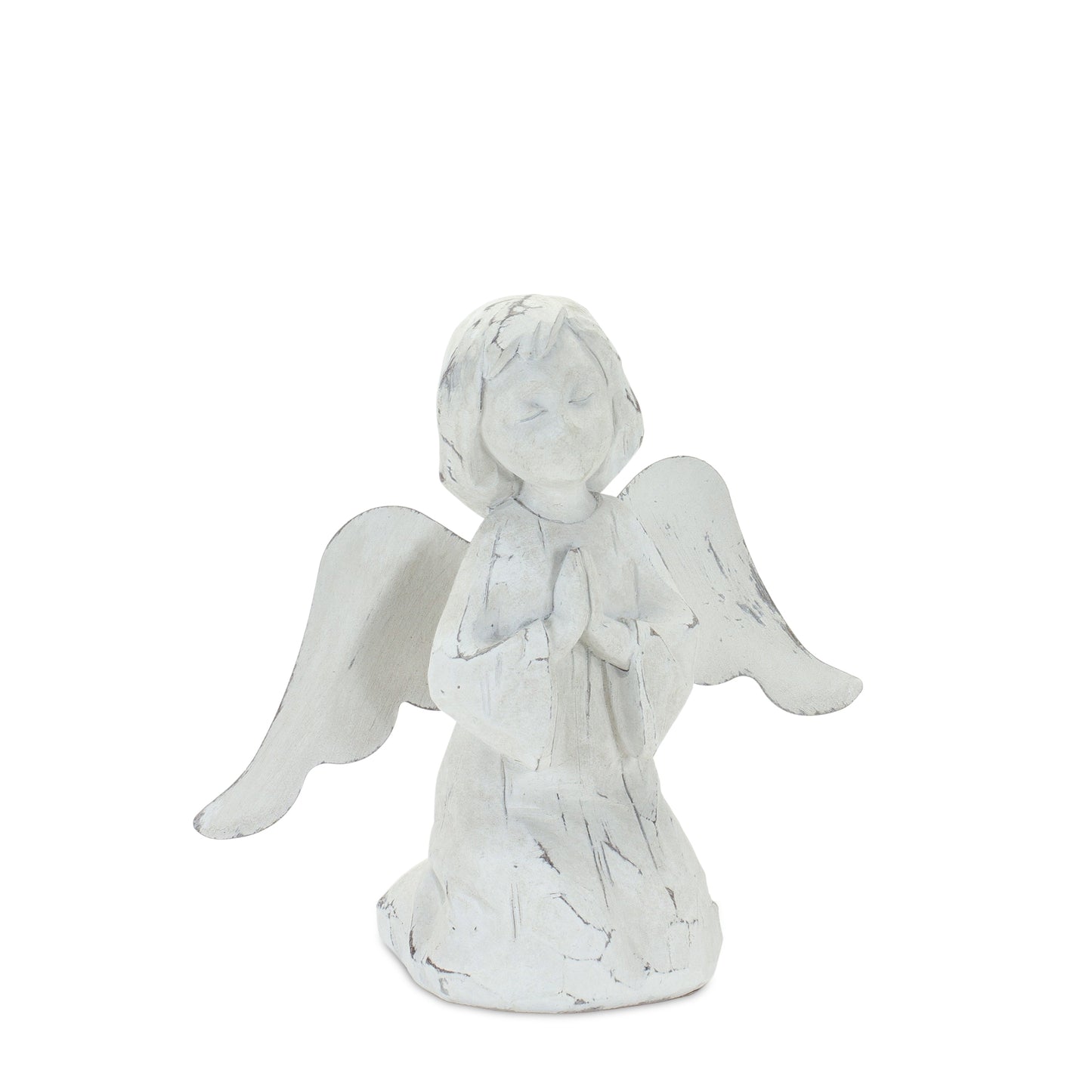 Praying Angel Figurine with White Washed Finish (Set of 3)