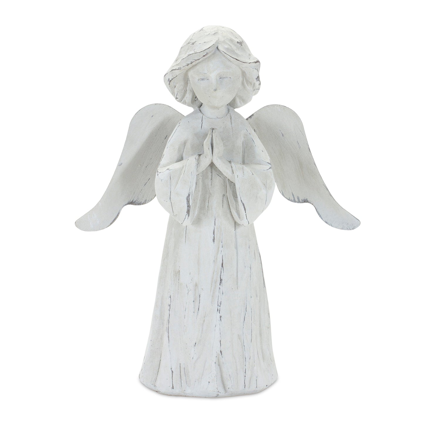 Praying Angel Figurine with White Washed Finish (Set of 3)