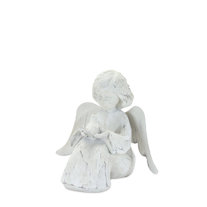 Praying Angel Figurine with White Washed Finish (Set of 3)