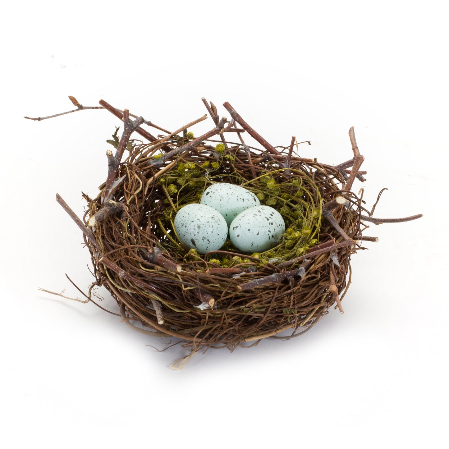 Natural Twig Bird Nest with Speckled Egg Accent (Set of 6)