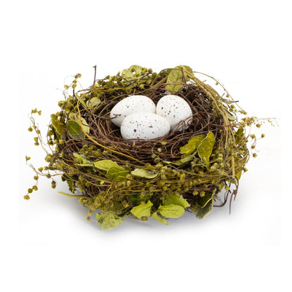 Natural Twig Bird Nest with Speckled Egg Accent (Set of 4)