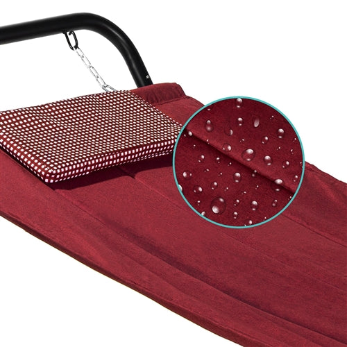 Red Waterproof Patio Hammock w/ Stand Pillow Storage Pockets