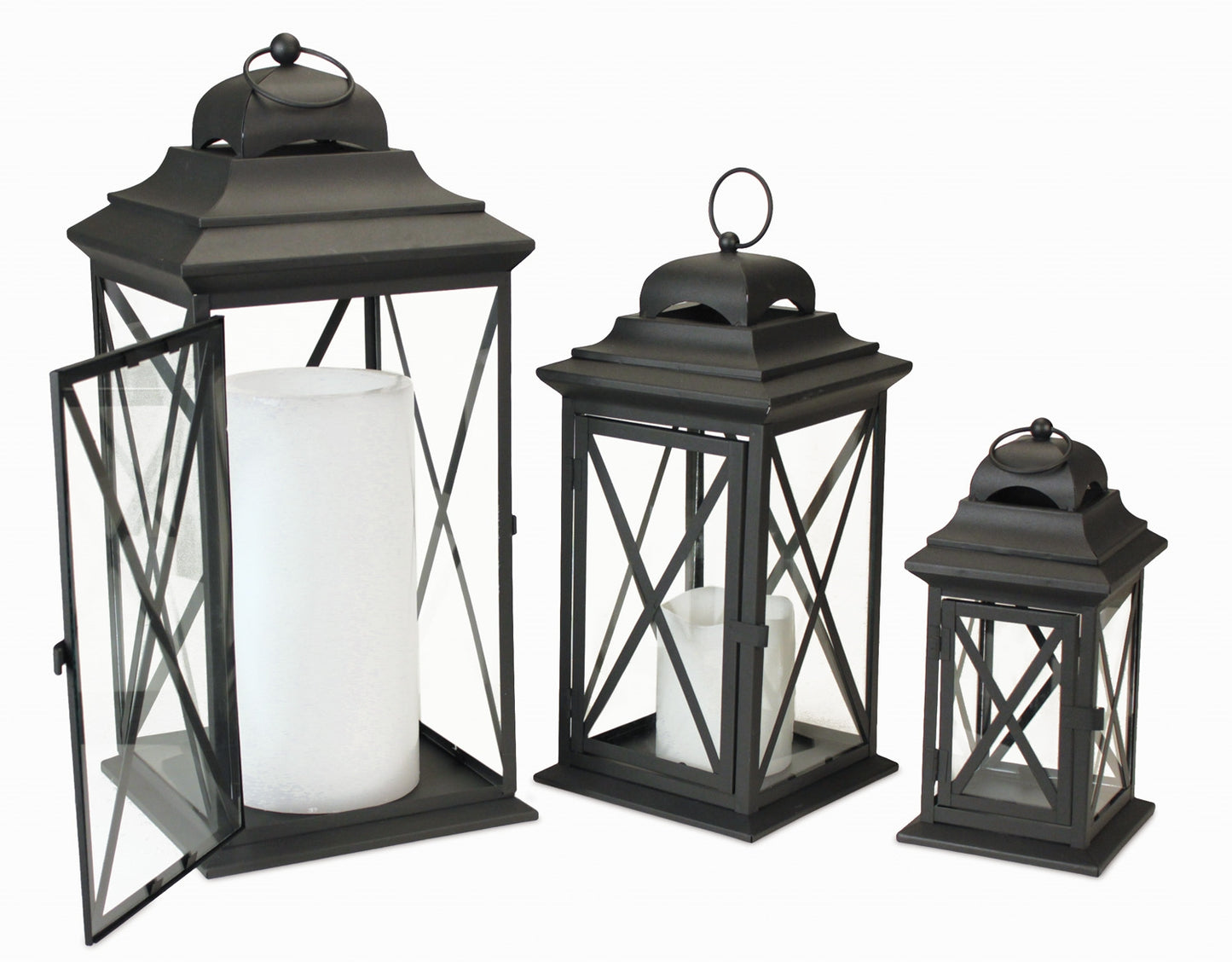 Iron Metal Floor Lantern (Set of 3)