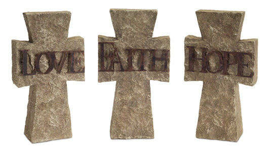 Stone Tabletop Sentiment Cross (Set of 3)