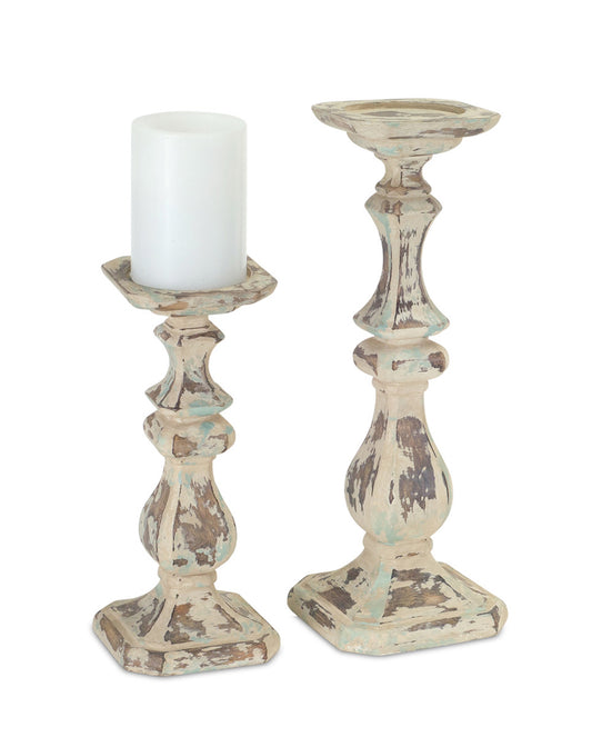 Weathered Stone Candle Holder (Set of 2)