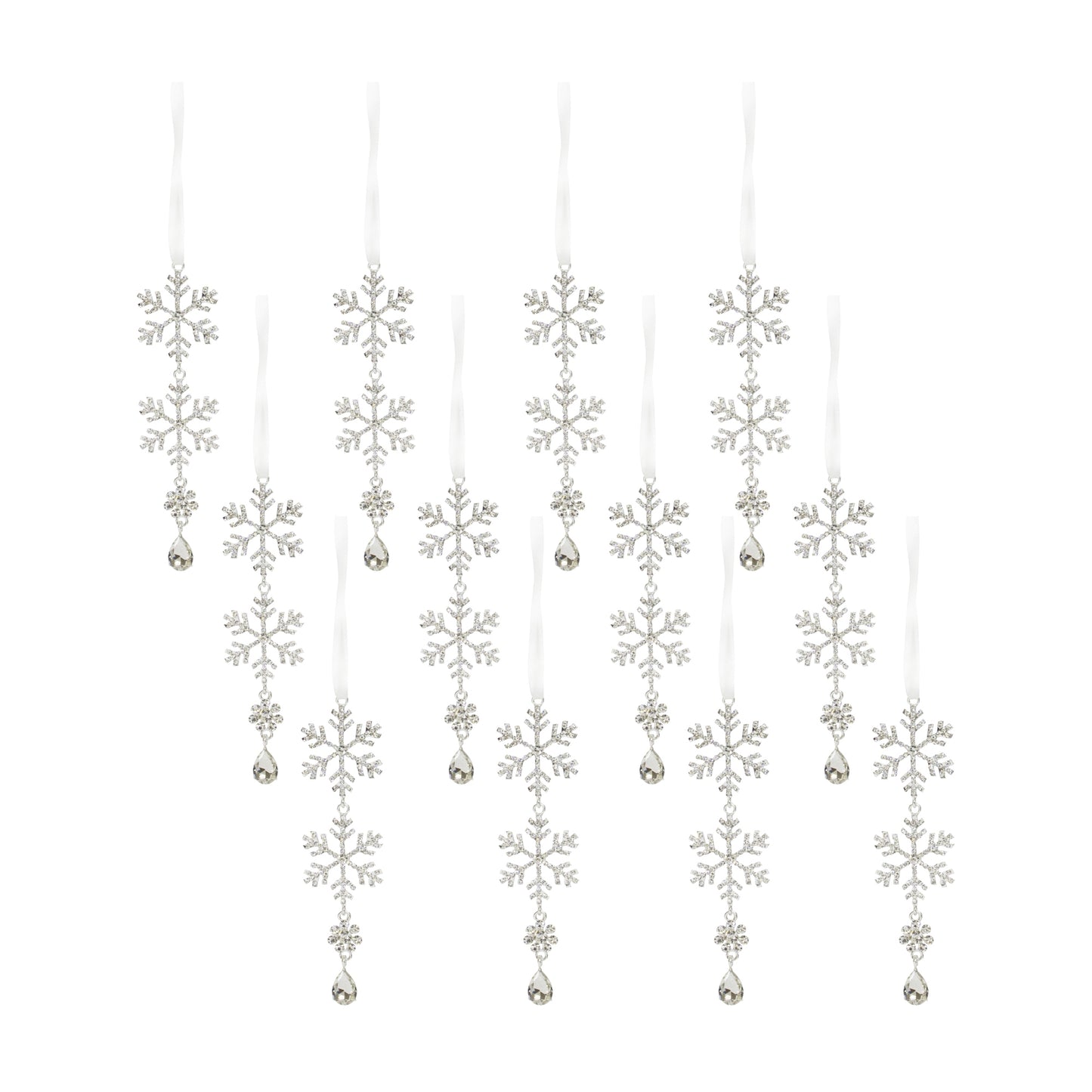 Jewel Tiered Snowflake Ornament Drop (Set of 12)