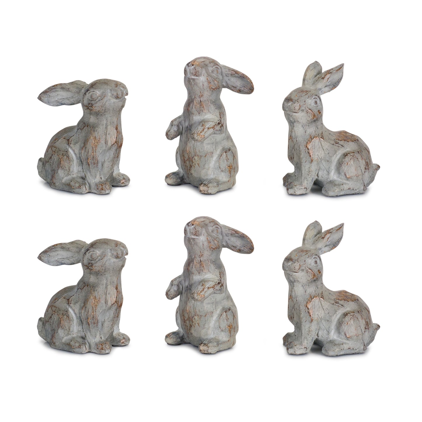 Washed Stone Garden Rabbit Figurine (Set of 6)