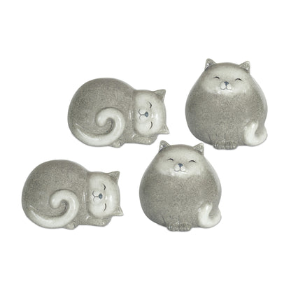 Happy Terra Cotta Cat Shelf Sitter (Set of 4)