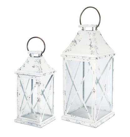 Farmhouse Distressed Metal Lantern (Set of 2)