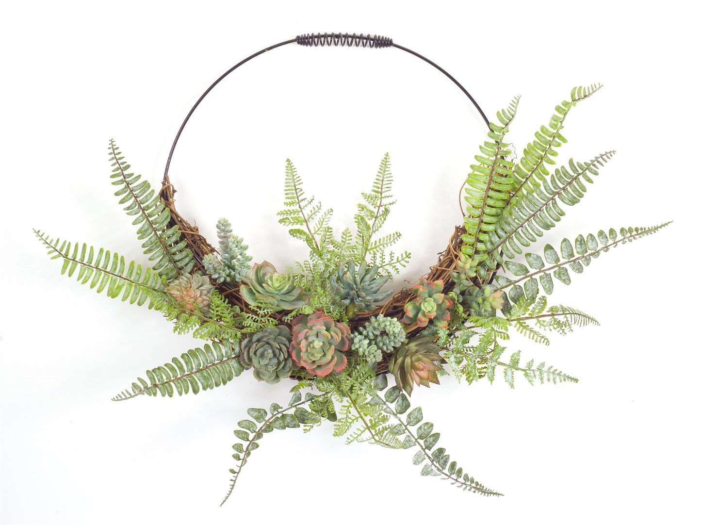 Fern and Succulent Moss Half Werath 20"D