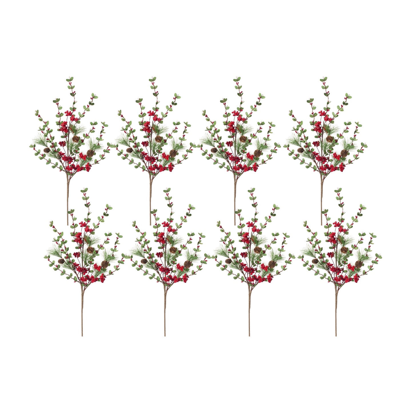 Winter Pine and Boxwood Berry Spray (Set of 8)