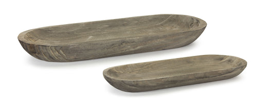 Wooden Dough Bowl Design Tray (Set of 2)