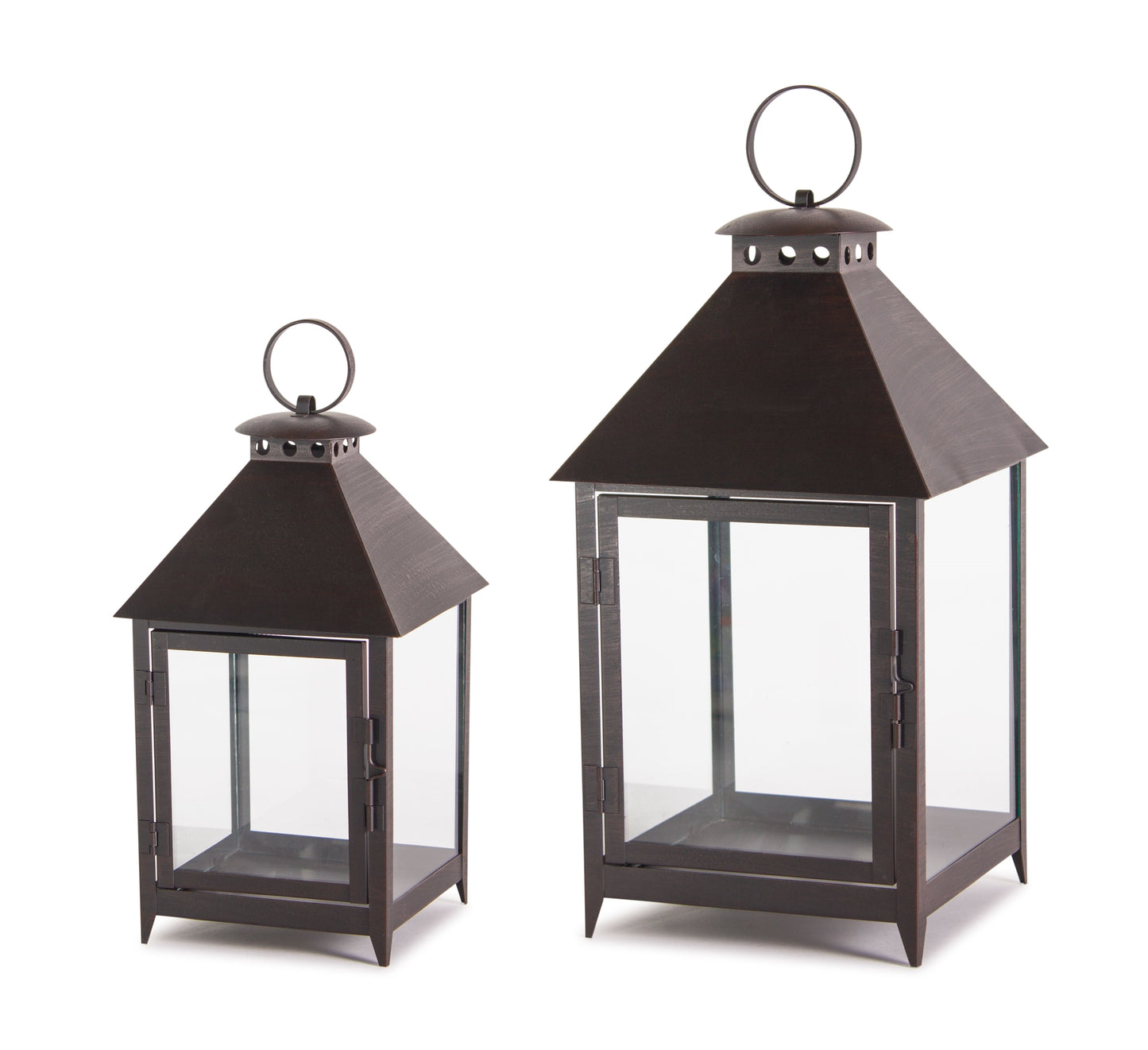 Footed Iron Metal Lantern (Set of 2)