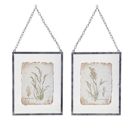Metal Framed Grass Print (Set of 2)