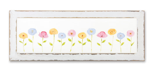 Wood Framed Screen with Floral Painting 24"