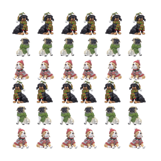 Winter Dog Figurine with Hat and Scarf Accent (Set of 12)