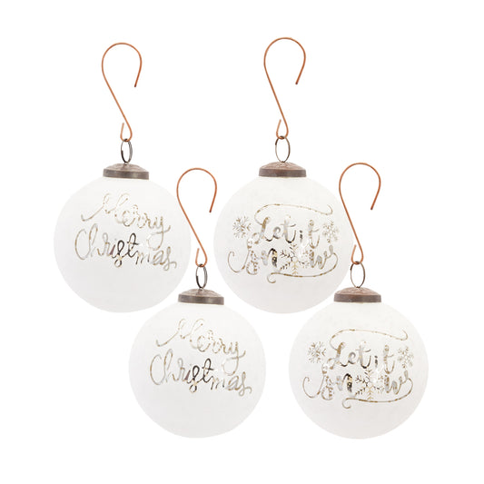 Christmas Sentiment Ball Ornament (Set of 4)