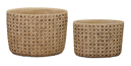 Rattan Design Oval Planter (Set of 2)